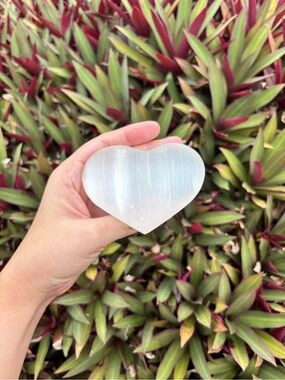 Selenite Heart Crystal • 2